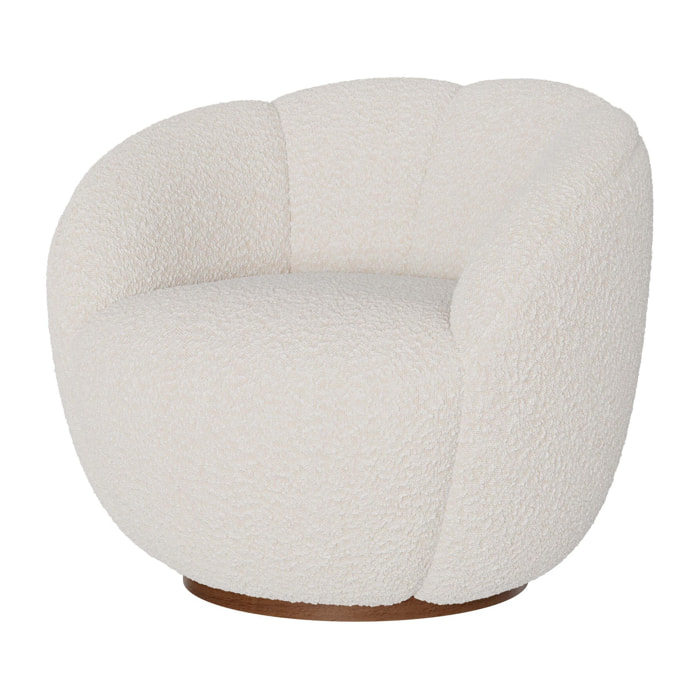 Fauteuil pivotant en tissu bouclé blanc - Ysé