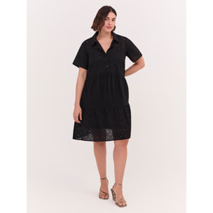 Fiorella Rubino - Vestido con volantes Smile en color sangallo - Negro