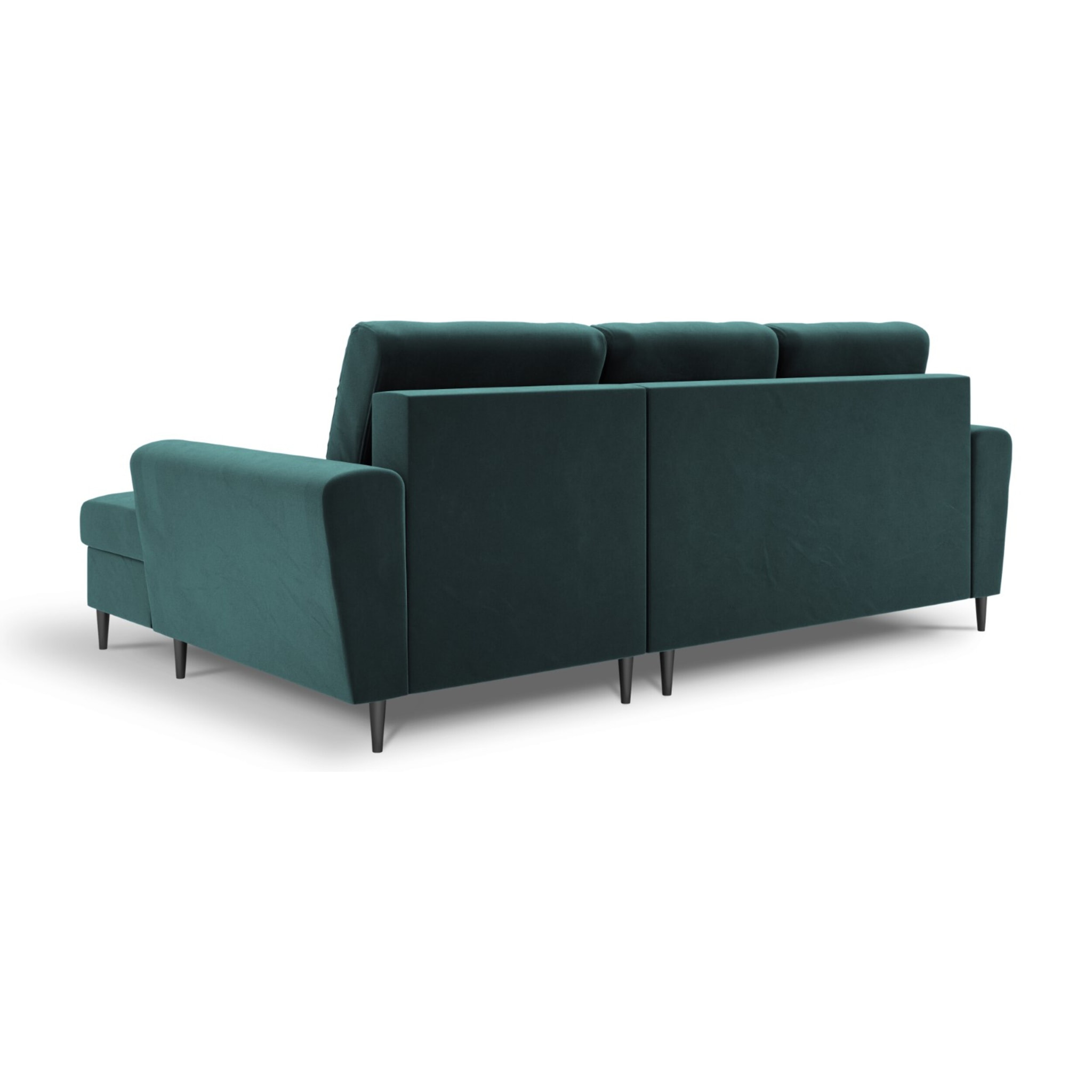 Canapé d'angle droit convertible avec coffre de rangement "Kyoto" 4 places en velours pétrole