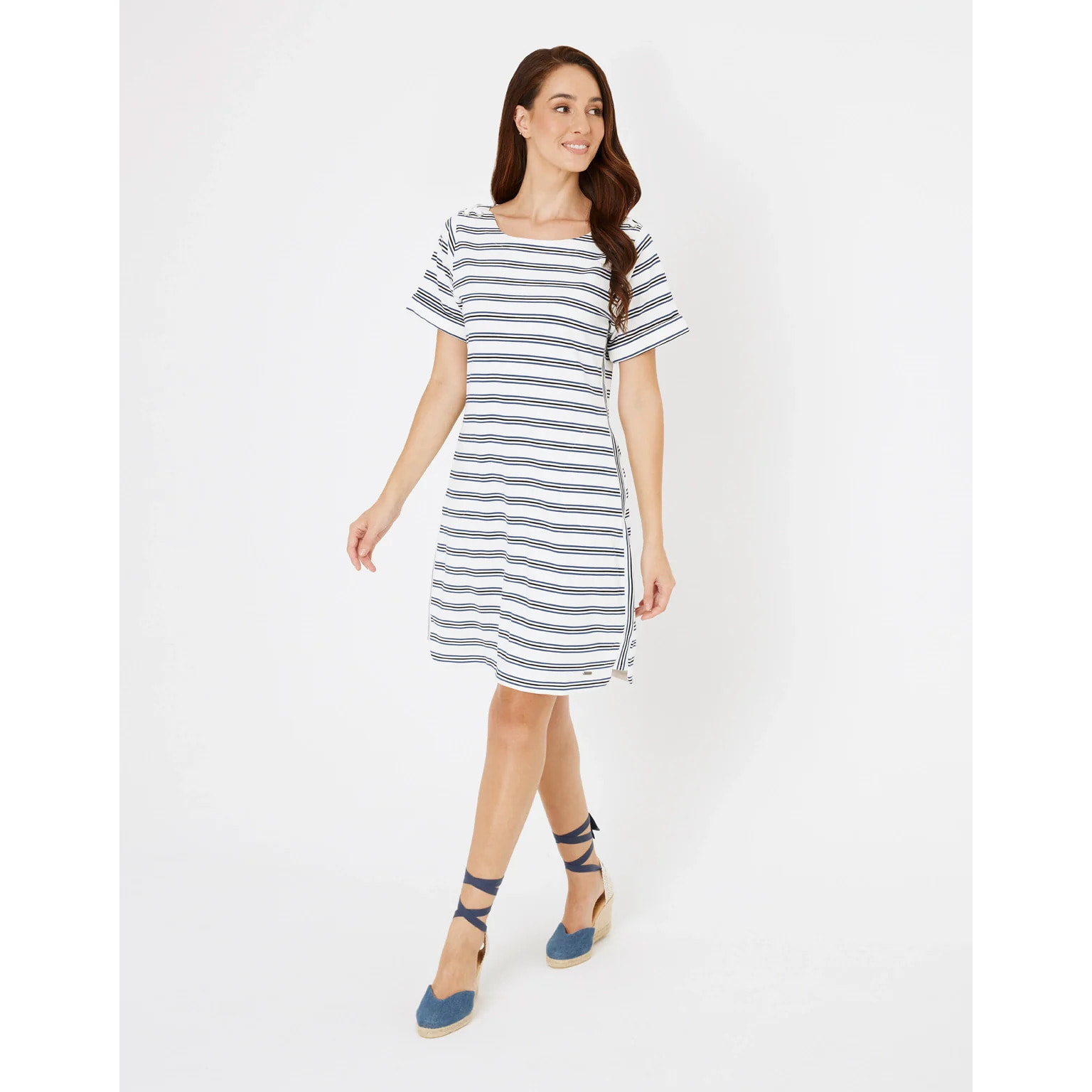Vestido Corto Rayas Blanco - Marini