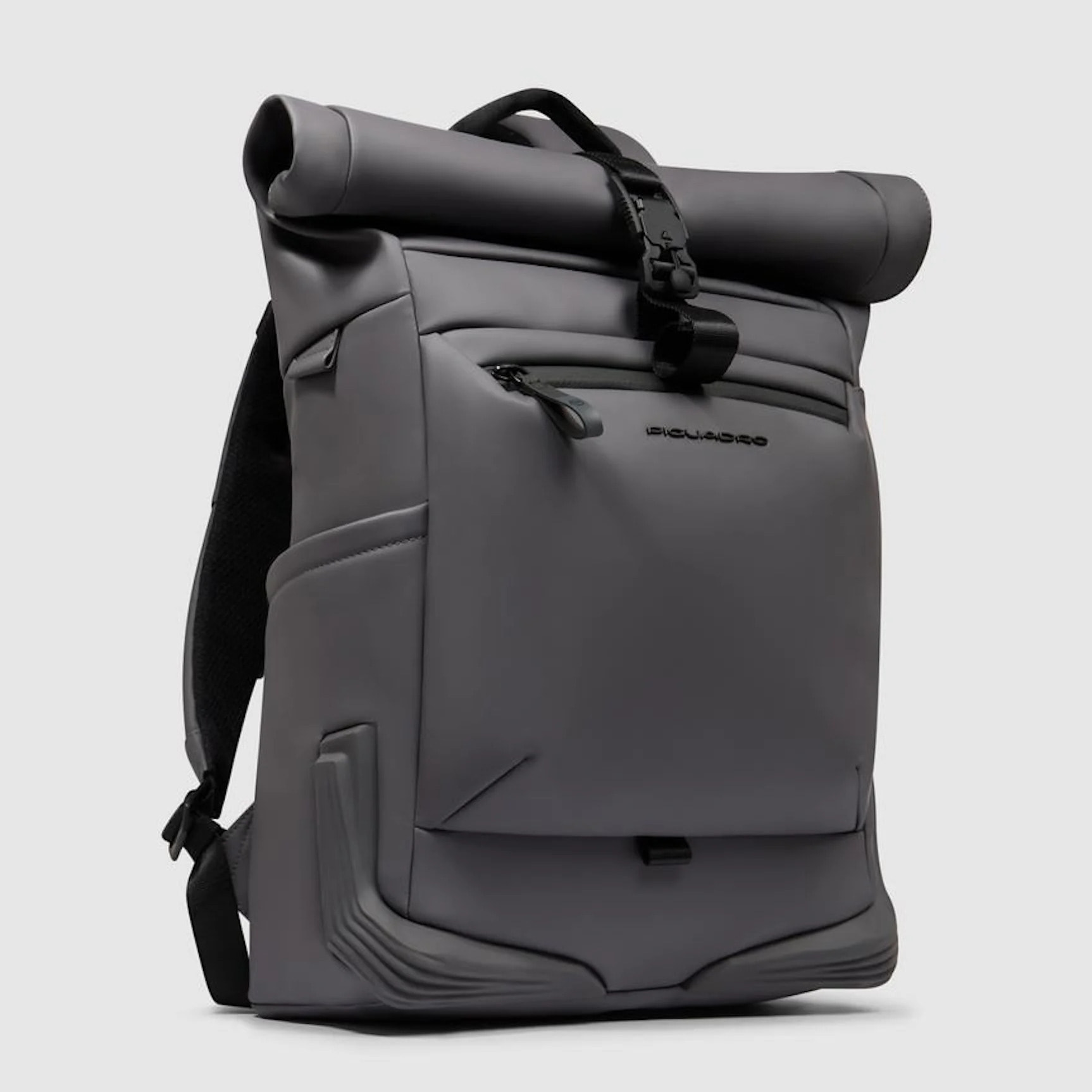 Piquadro Zaino roll-top per PC e iPad® con cinghia pettorale, agganci per lucchetto e luce portatile da bici