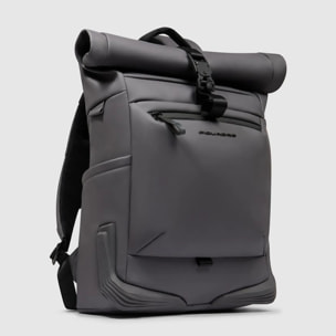 Piquadro Zaino roll-top per PC e iPad® con cinghia pettorale, agganci per lucchetto e luce portatile da bici