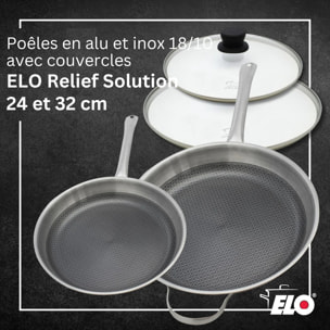 Lot de 2 poêles de 24 et 32 cm avec couvercles Elo Relief Solution sans PFAS