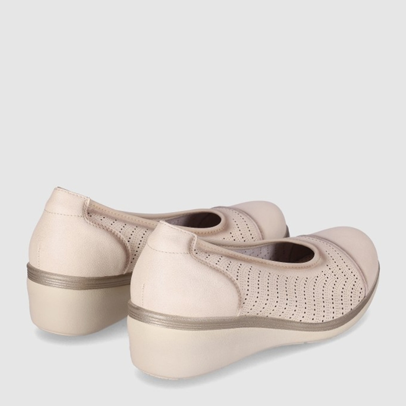 Zapatos de Piel - Beig - Tacón: 3 cm