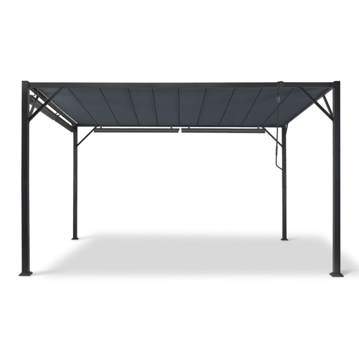 Pergola Venice 3x4m toit lames orientables + 4 stores gris
