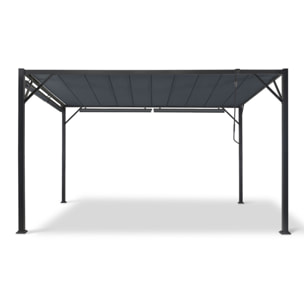 Pergola Venice 3x4m toit lames orientables + 4 stores gris