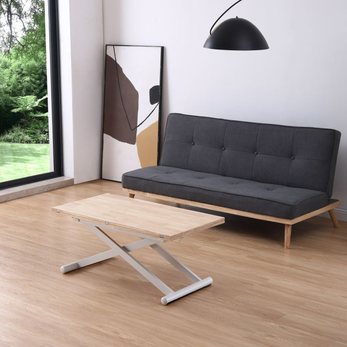 Mesa de centro elevable extensible Katia Roble - Blanco