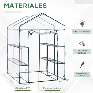 Invernadero Transparente de Jardín Vivero Casero Plantas 3 Pisos 143x143x195cm