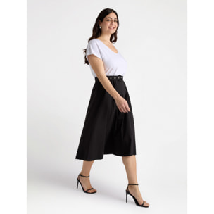 Fiorella Rubino - Vestido bimateria blanco y negro - Negro