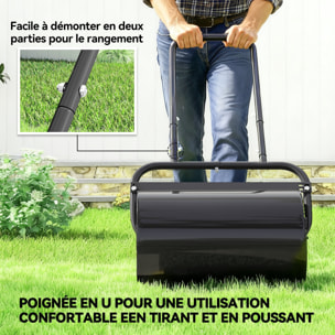 Rouleau à gazon jardin en acier avec poignée dim. 59L x 32l x 113H cm lestage max. 38 L noir