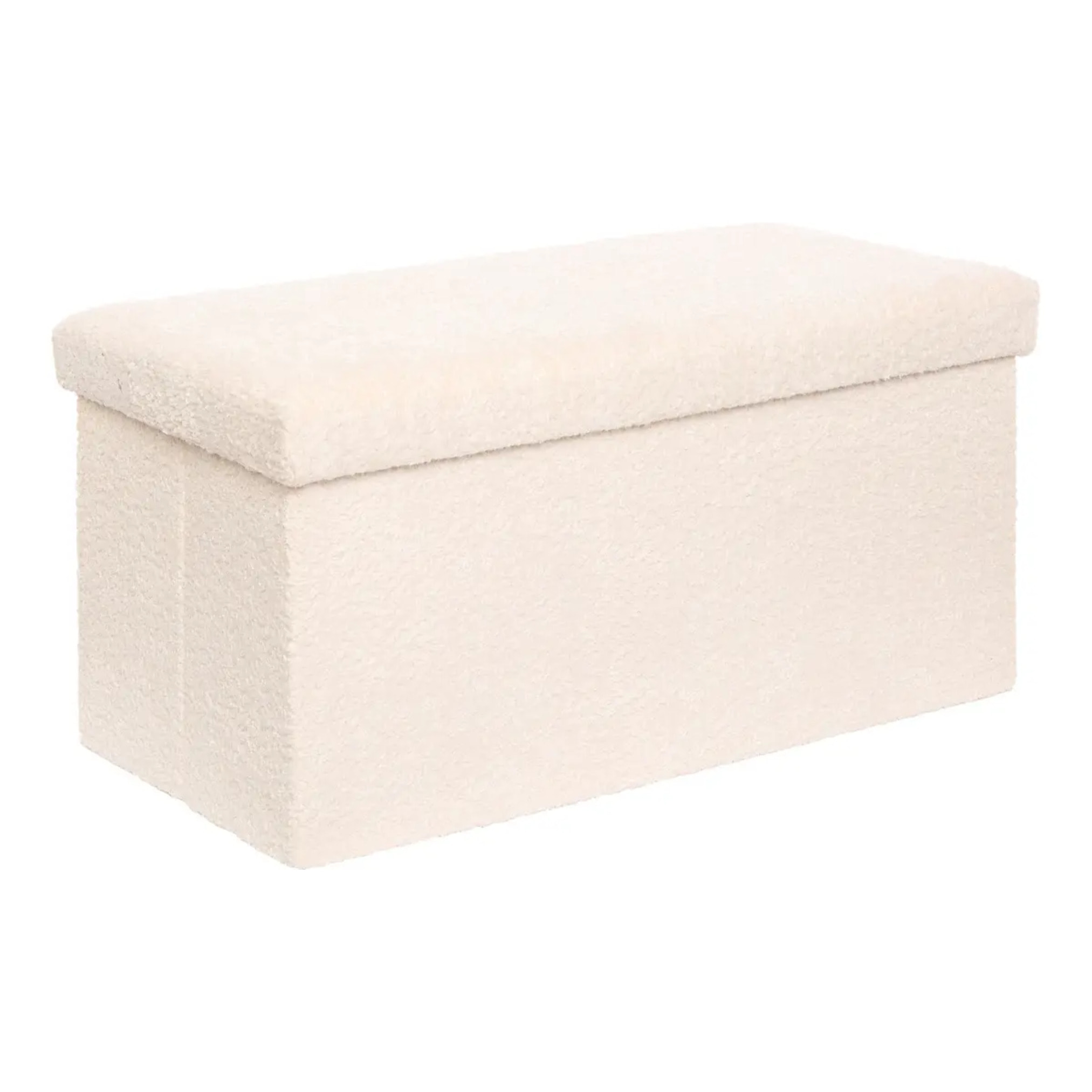 Pouf Pliable Coffre Soana en Bouclette Ivoire 76x38cm