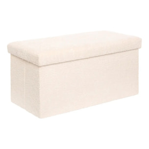 Pouf Pliable Coffre Soana en Bouclette Ivoire 76x38cm
