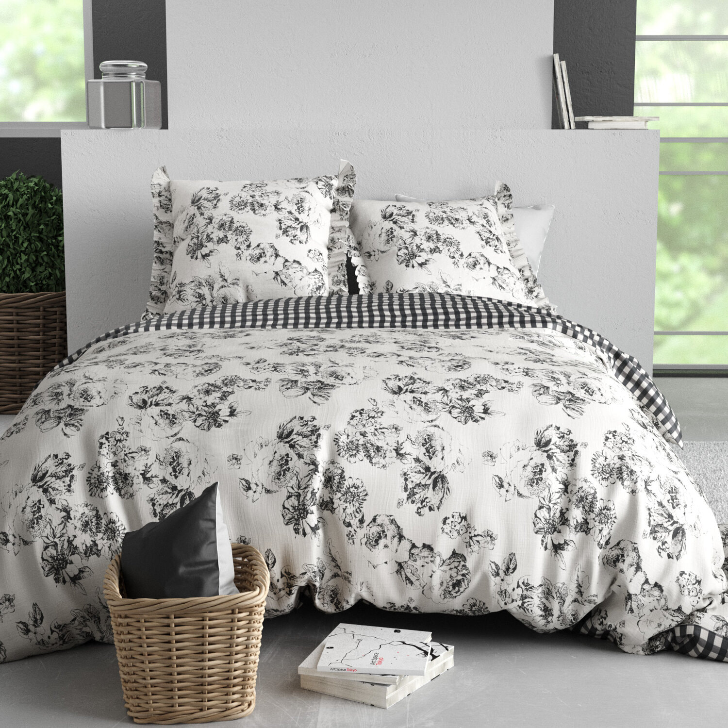 Parure housse de couette 3pcs 100% coton 57 fils ornella