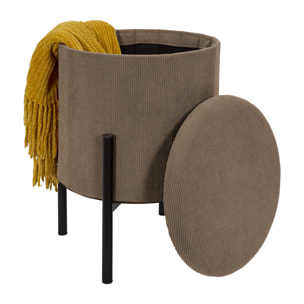 Lot de 4 Poufs - HOME DECO FACTORY - Jules - Rangement - Côtelé - Taupe