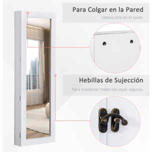 Espejo Joyero de Pared o de Pie Armario para Joyas Guardajoyas MDF Blanco