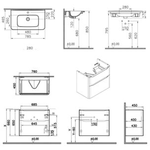 Meuble vasque supendu VITRA Sento Round 80cm Terracotta mat