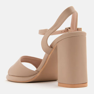 Sandalo con tacco largo 12 cm e fascia larga - NUDE