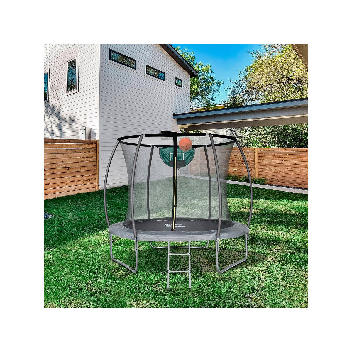 Trampoline avec filet intérieur "jumper" - Ø 4,25 m - Gris