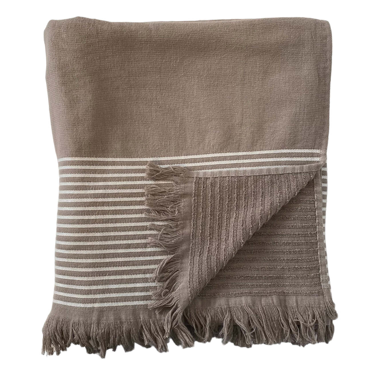 Fouta doublée éponge Paski Taupe 90x170 300g/m²