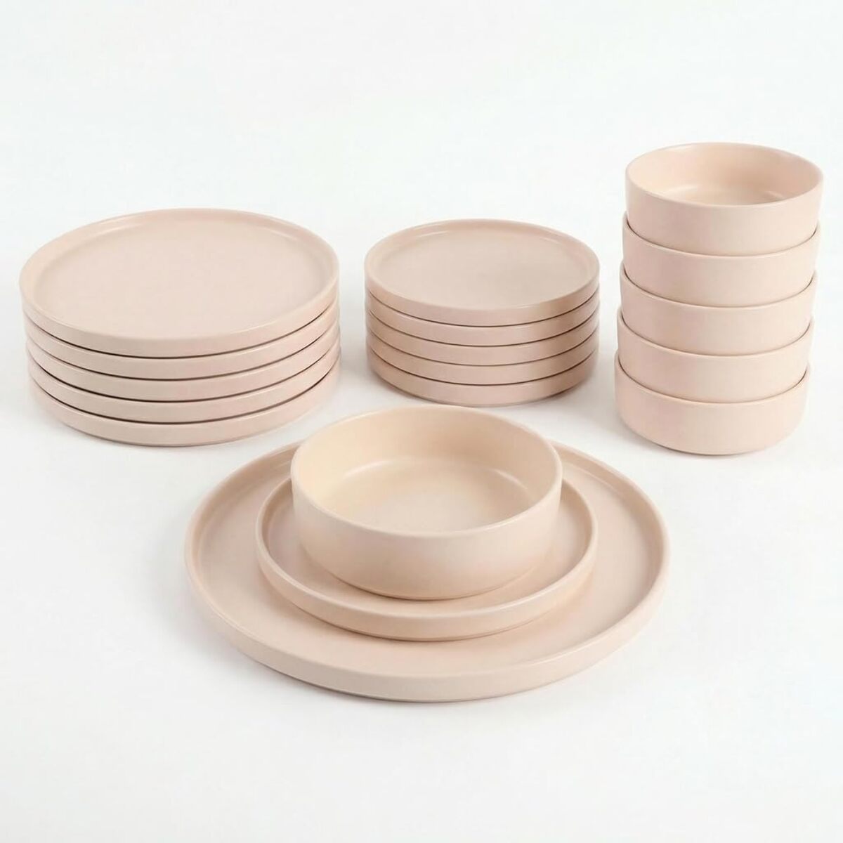 Set 18 Piatti in Ceramica, lavabile in lavastoviglie e adatto a microonde, Intrecci