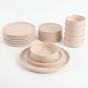 Set 18 Piatti in Ceramica, lavabile in lavastoviglie e adatto a microonde, Intrecci