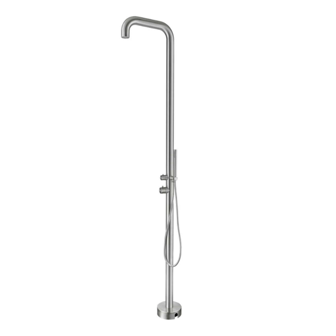 Douche extérieure inox 316L, eau chaude/froide, douchette à main, inox brossé (TS1013)