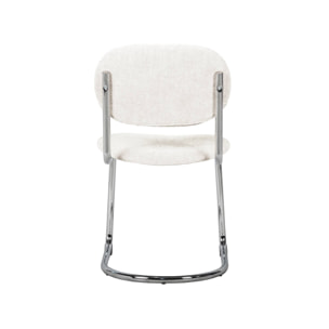 Lot de 2 chaises cantilever arrondie métal. tissu chenille beige et pieds chromés - L 47 x P 54.5 x H 81cm - Maloa