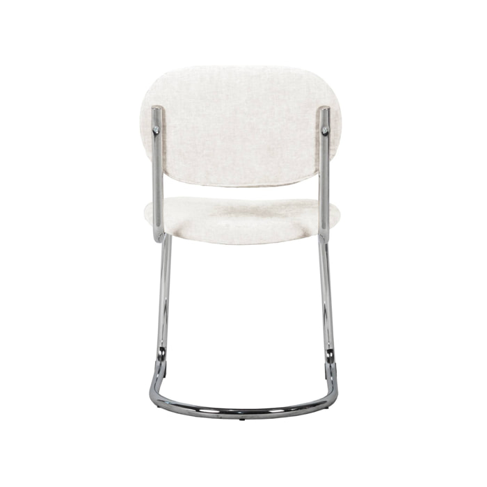 Lot de 2 chaises cantilever arrondie métal. tissu chenille beige et pieds chromés - L 47 x P 54.5 x H 81cm - Maloa