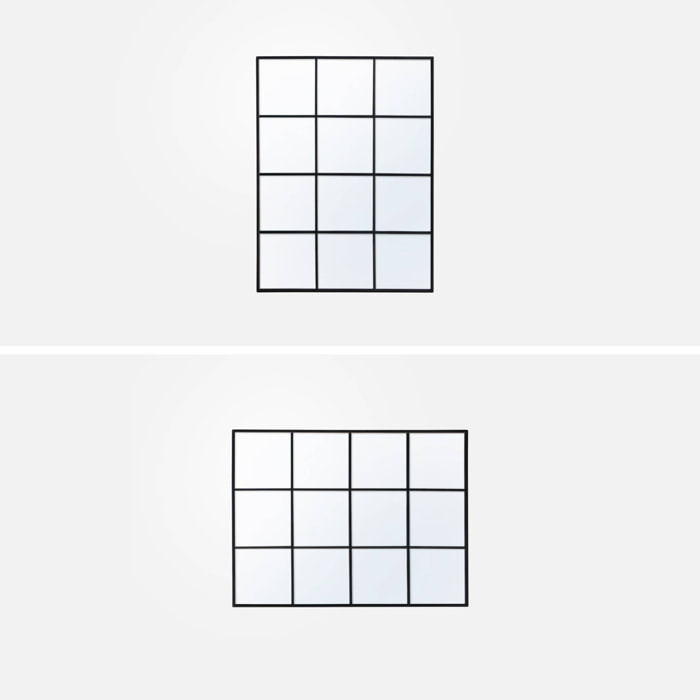 Miroir rectangulaire industriel acier noir - 60 x 80 x 2.5 cm - Terry