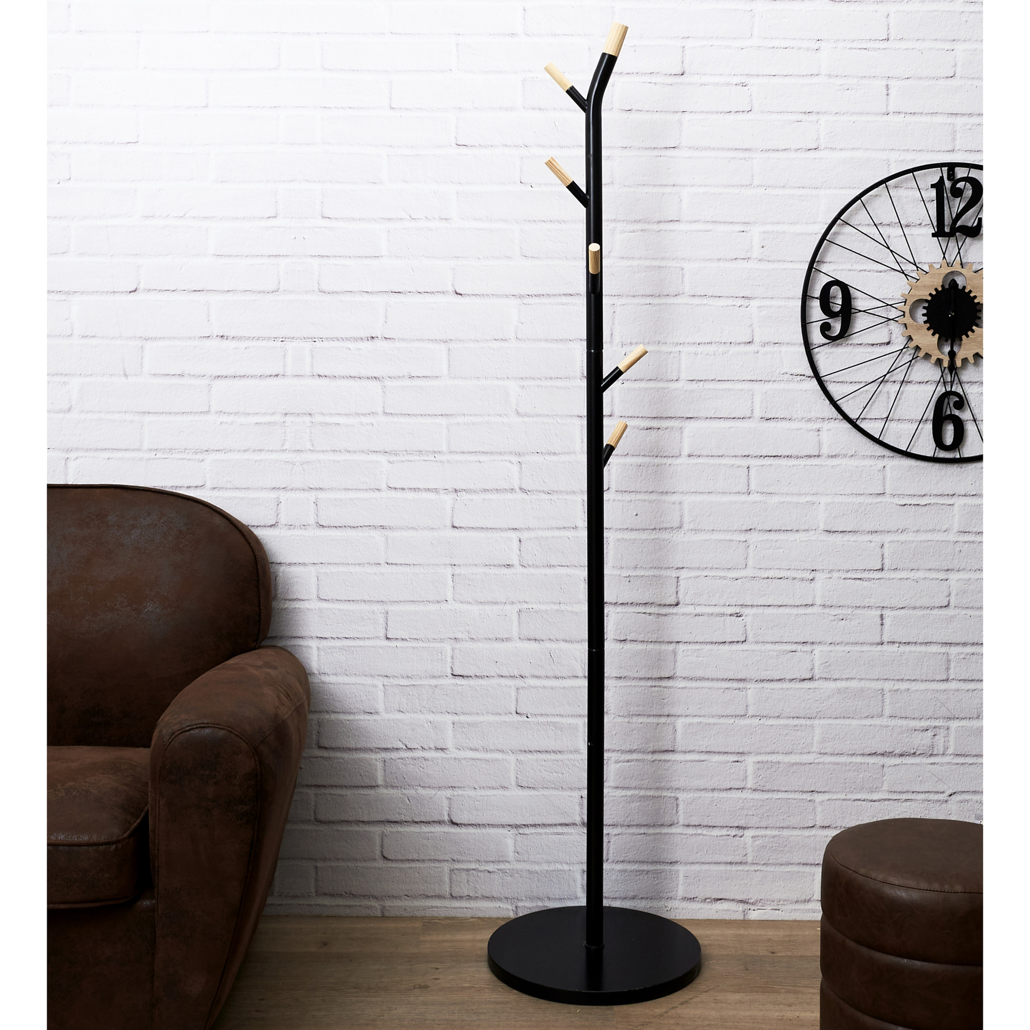Portemanteau Metal Noir Et Bois