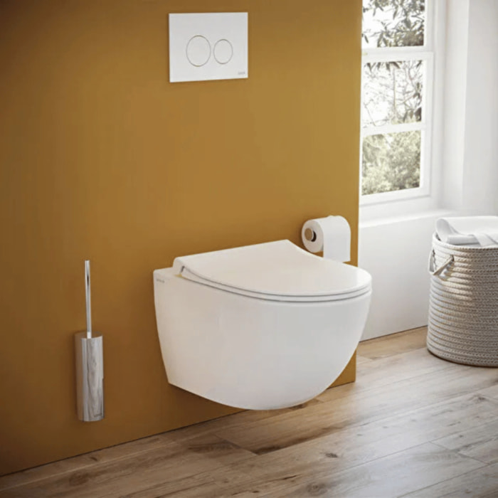WC suspendu sans bride Sento blanc + abattant