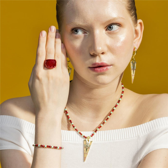 Collar con Circonita Multicolor acabado oro 18k