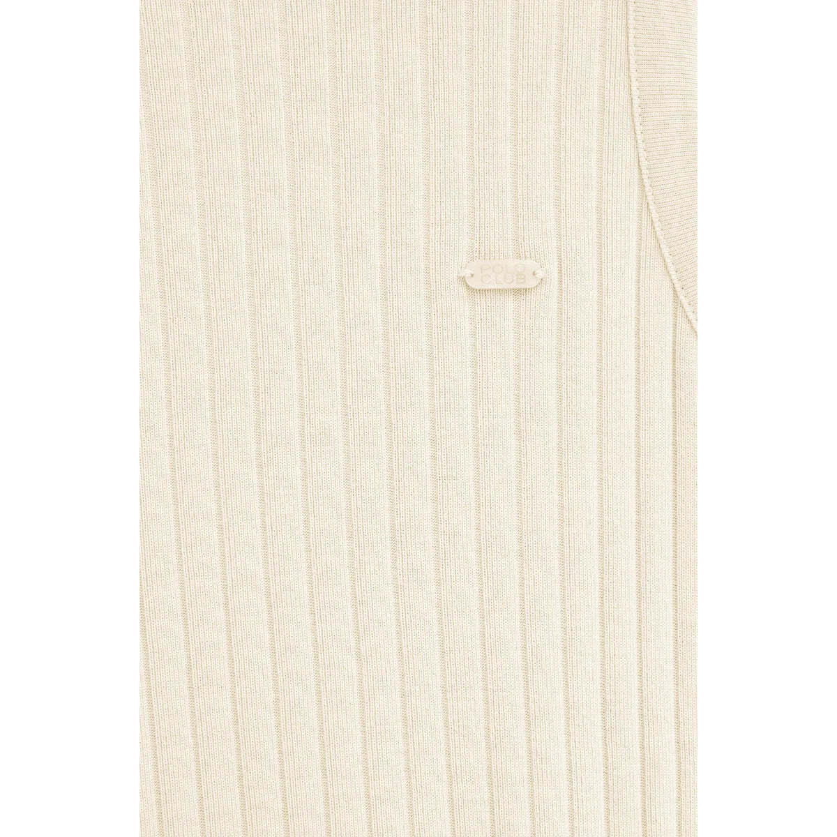 Canotta ecrù a coste con scollo a V e logo Polo Club