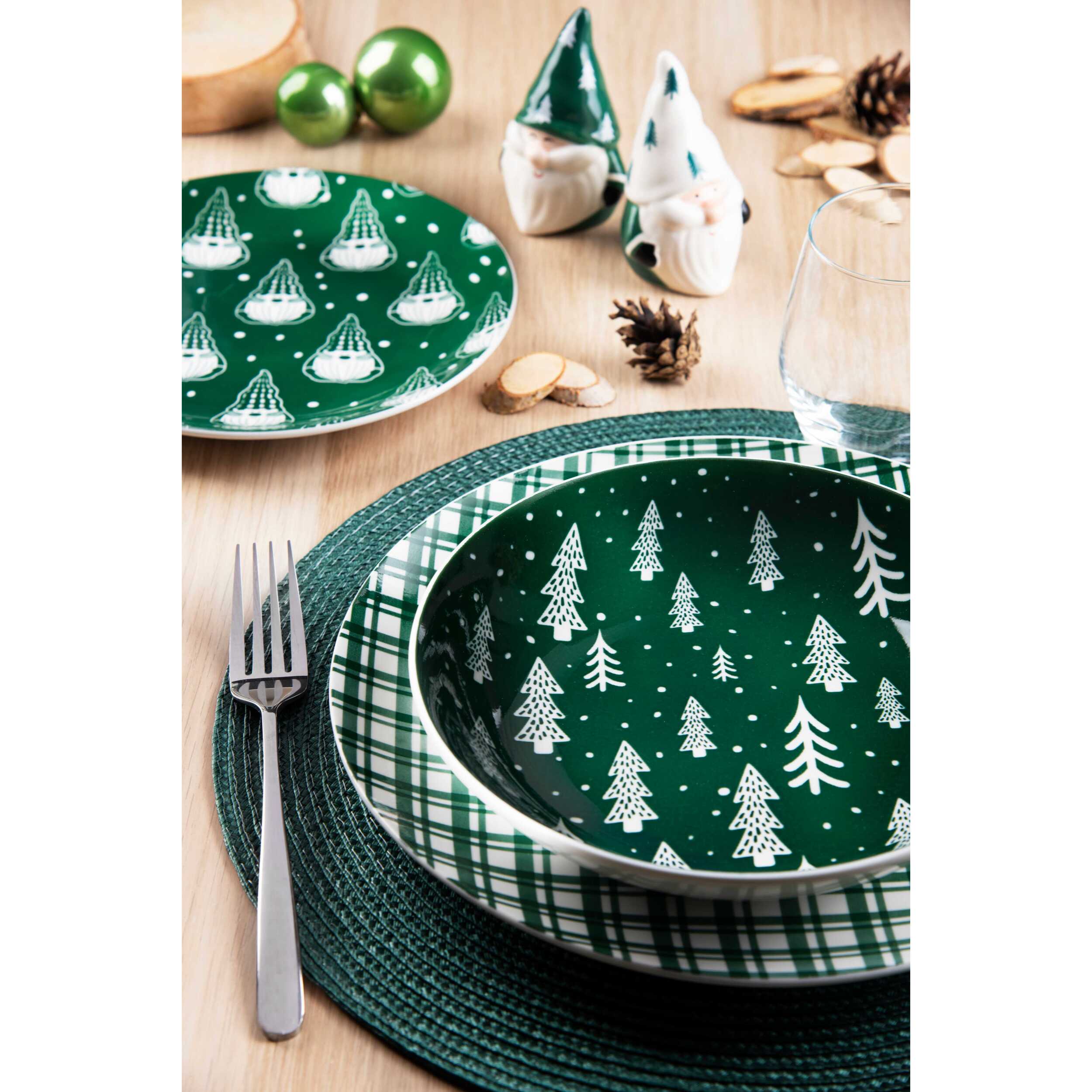 Service de Table 18 pièces Excelsa - Green Winter, Porcelaine Verte