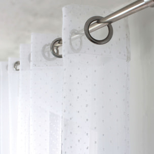 Voilage plumetis en organza avec œillets - Blanc