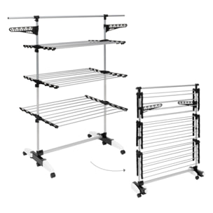 Séchoir Optima noir et blanc 3 niveaux - 30m d'étendage