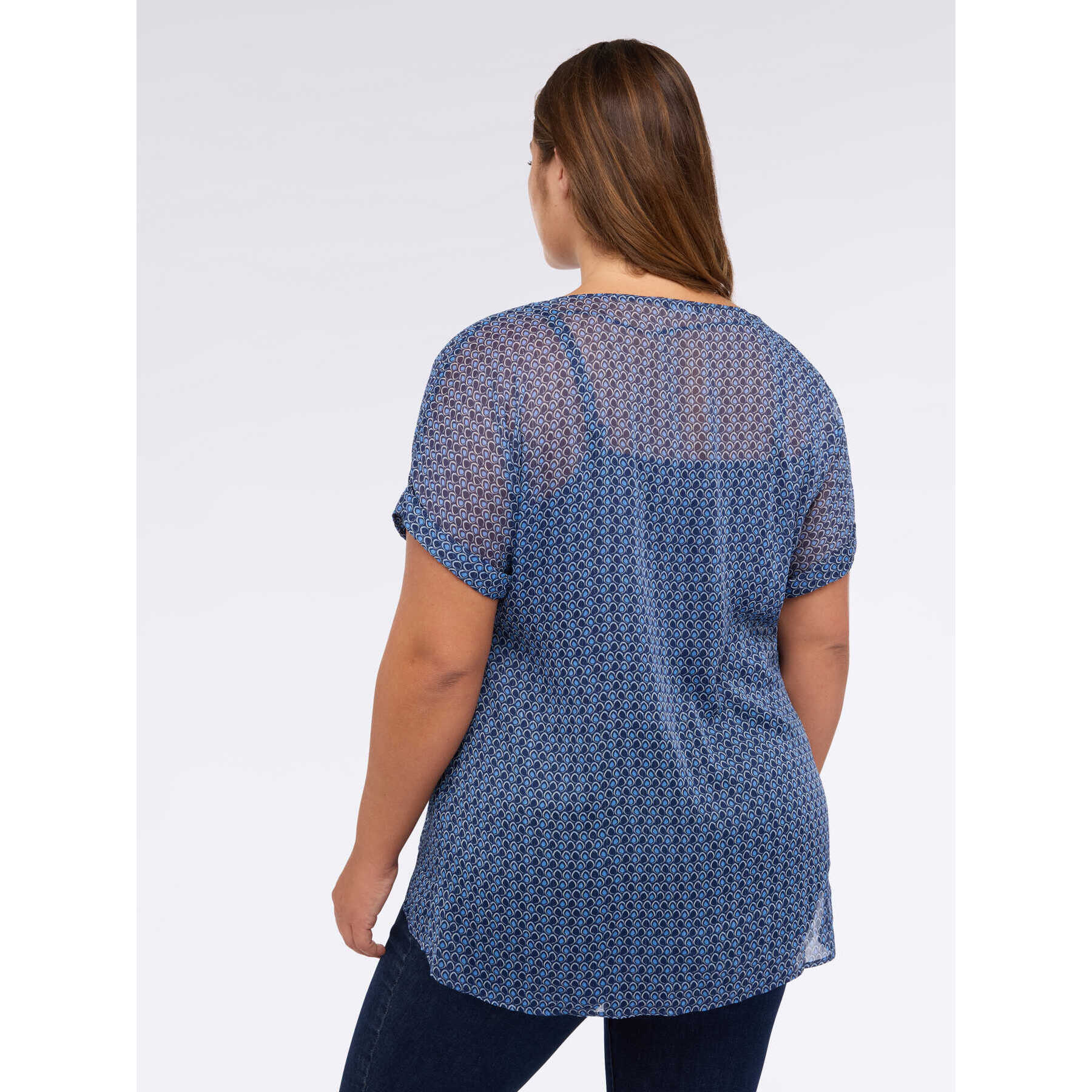Fiorella Rubino - Blusa de crepé con escote en V - Azul