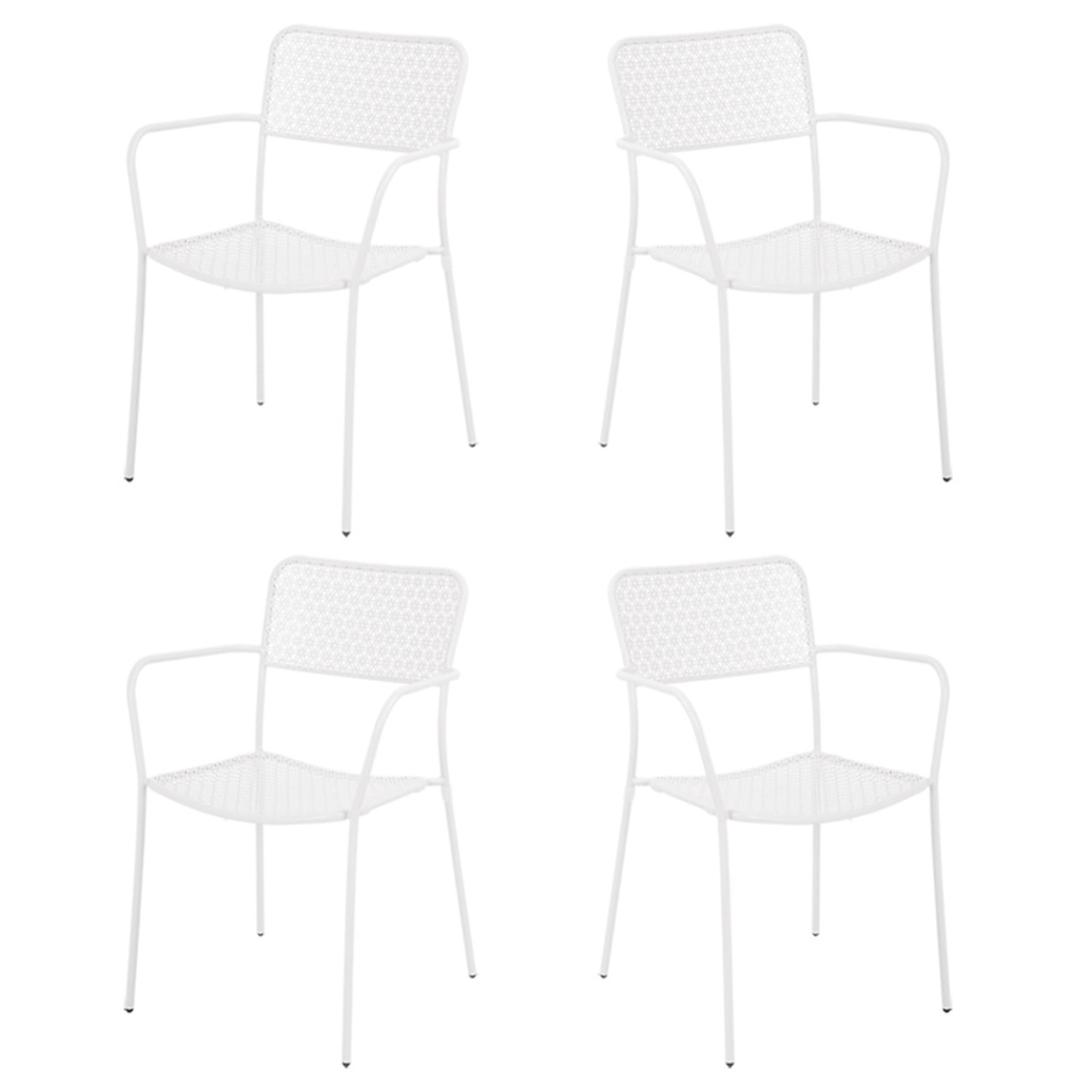 Set 4 sedie da giardino con braccioli in metallo bianco - Aura