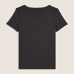 T-shirt donna con logo strass e glitter