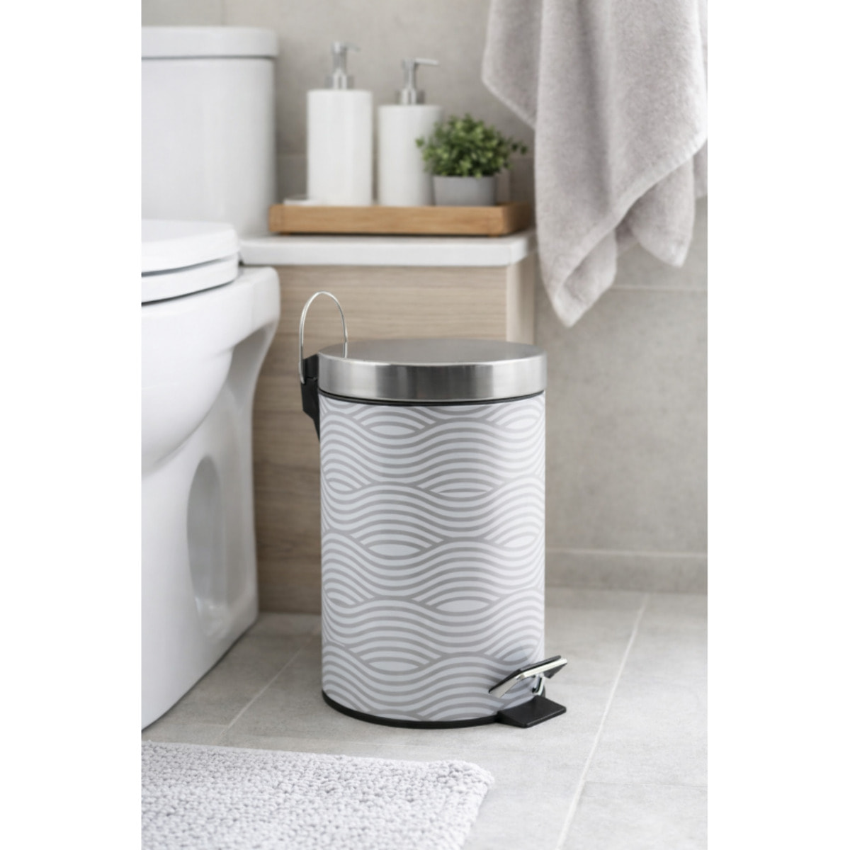 Poubelle à  pédale Inox 3L Wave Gris MSV
