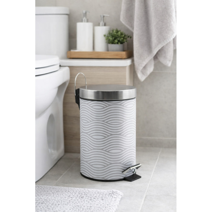 Poubelle à  pédale Inox 3L Wave Gris MSV