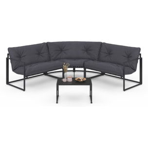 Salon de jardin d'angle Tropéa 6 places avec coussins gris