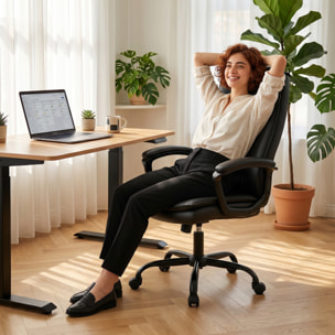Chaise de bureau manager accoudoirs rembourrés métal synthétique noir
