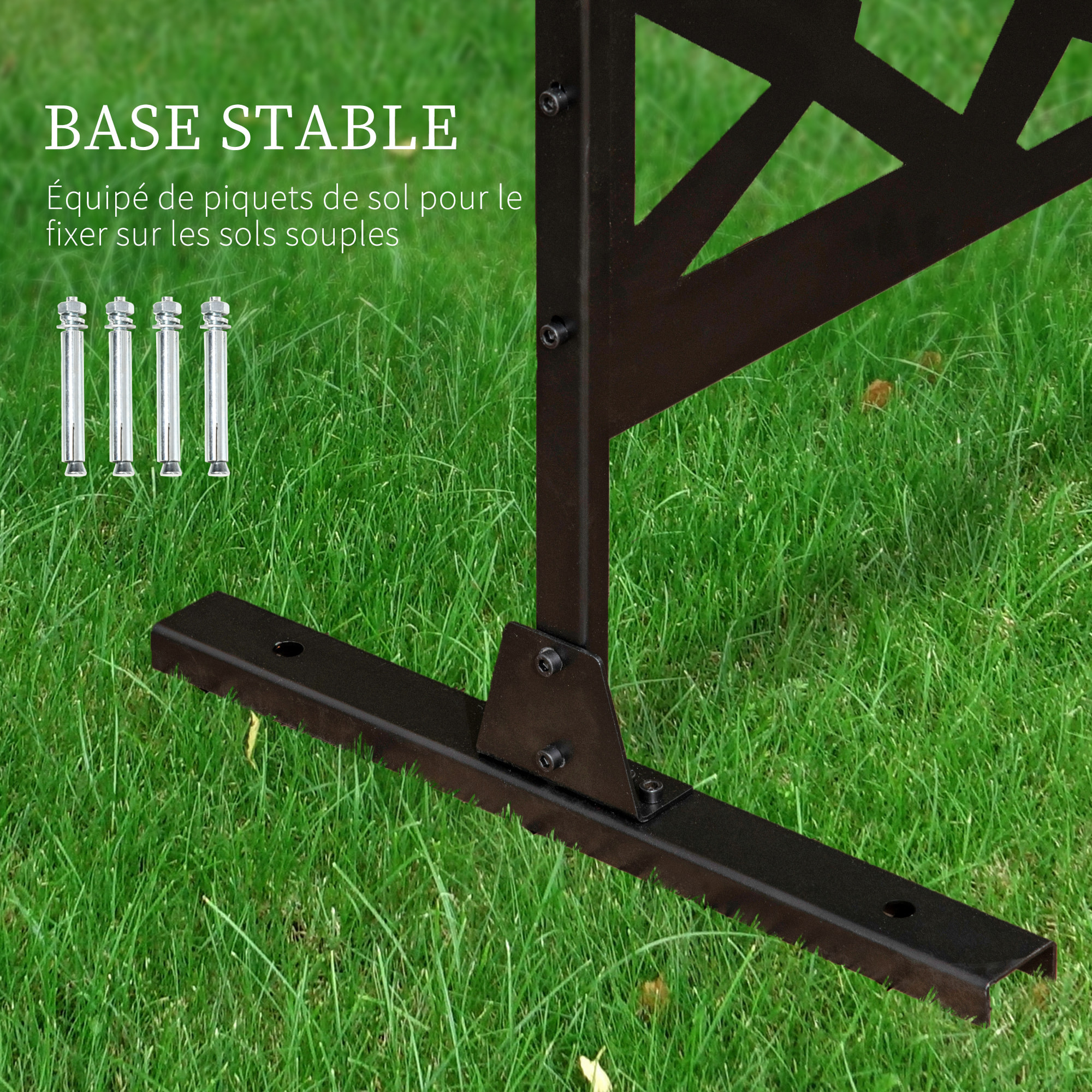 Panneau décoratif extérieur métal - brise vue motif graphique - visserie incluse - dim. 122L x 45l x 198H cm - acier thermolaqué noir