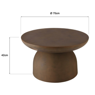 NESTOR - Table basse ronde en béton marron D70cm