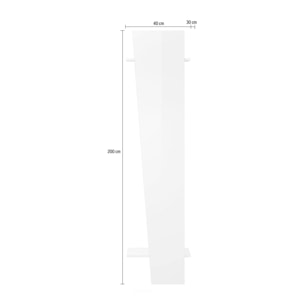Appendiabiti verticale, Made in Italy, con tubo per vestiti, due ripiani, Mobile per ingresso, Entratina moderna, cm 50x30h200, colore Bianco lucido