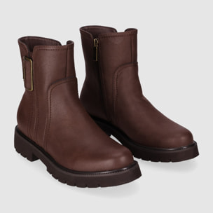Botines de Piel - Marron - Tacón: Bajo