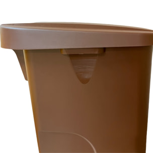 Contenedor - cubo de basura wellhome reciclo 110 litros,color marrón cerrado con tapa, ideal para reciclaje de residuos orgánicos, con ruedas