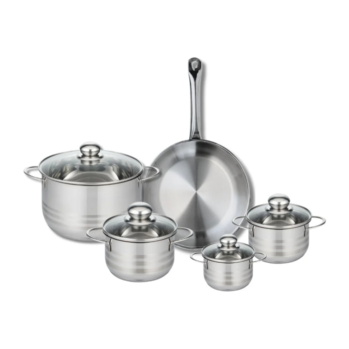 Ensemble de 1 Poêle de cuisson 28 cm et 4 faitouts 12, 14, 16 et 24 cm Elo Profi Brillant