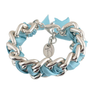 Pulsera cadena doble plata cintas RockYou